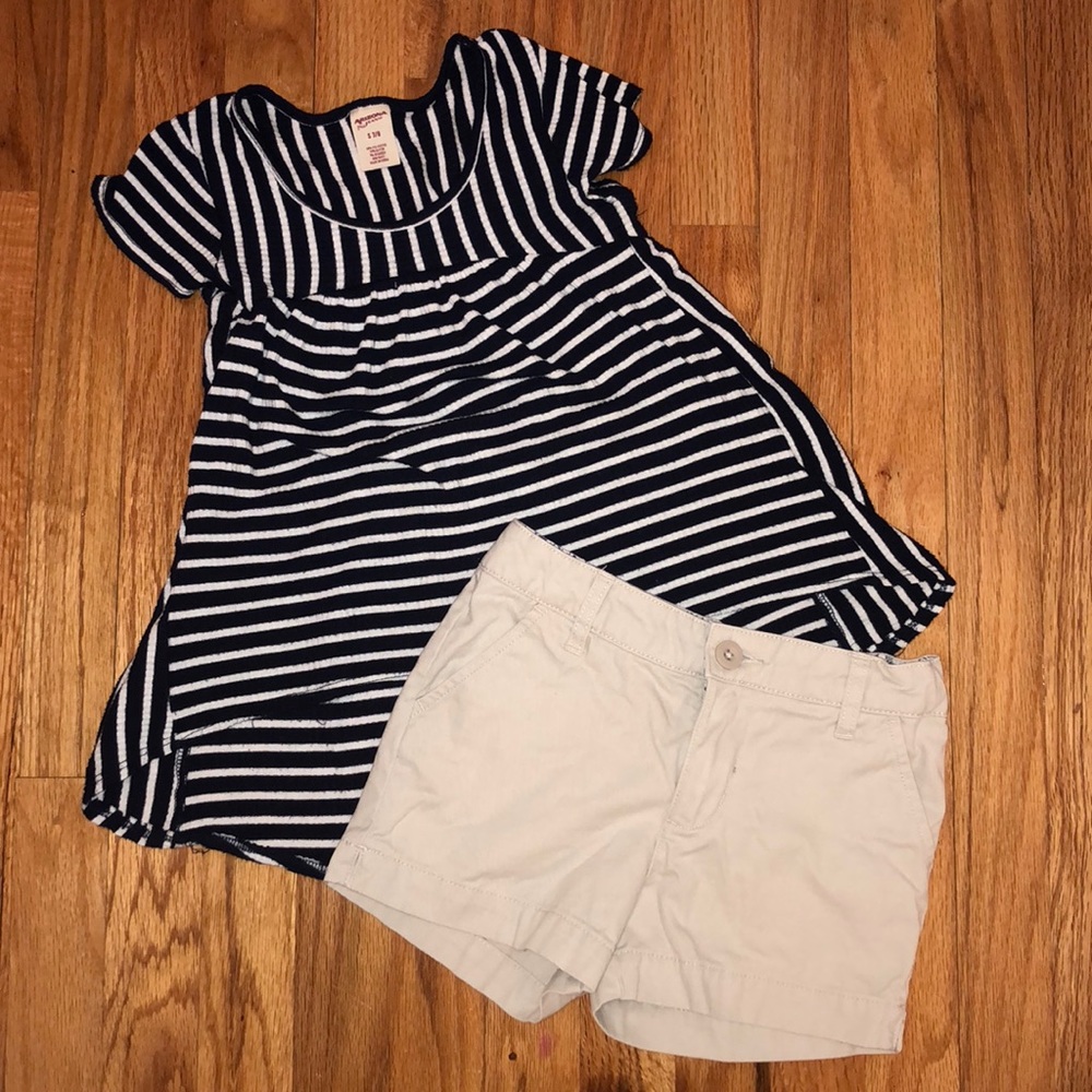 Kids summer outfit - striped shirt and khakis
